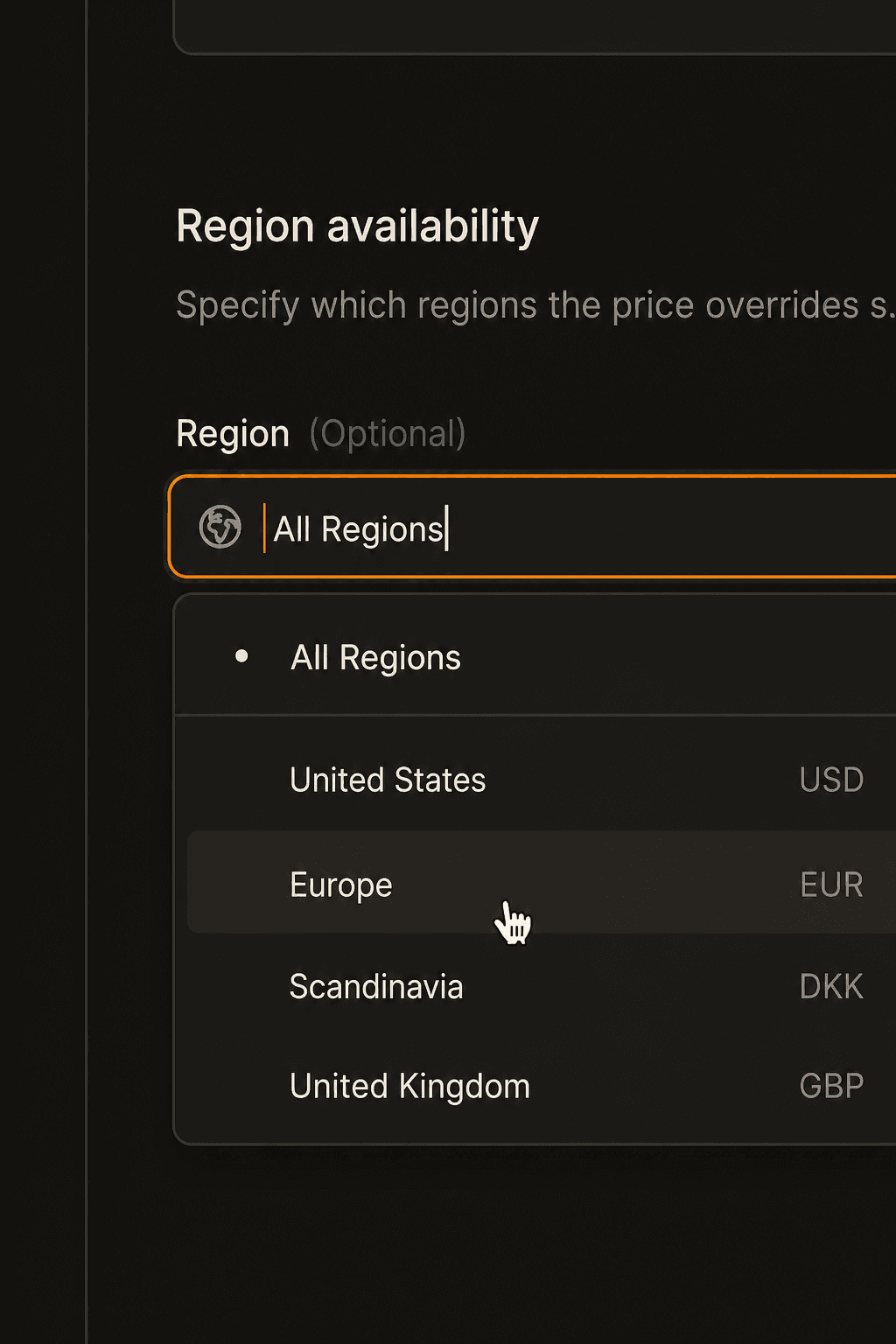 Region-based pricing