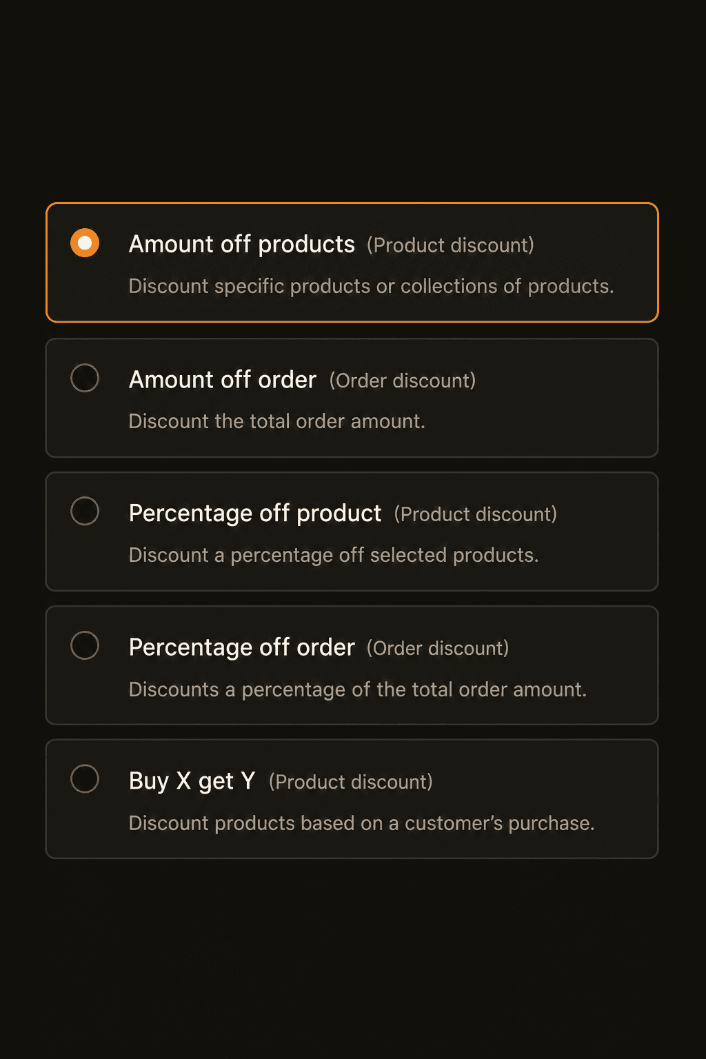 Templates for product and order discounts